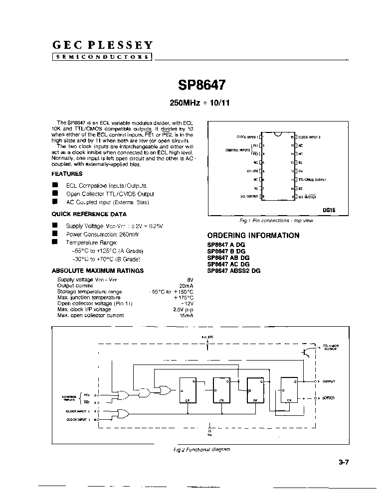 > sp8647abdg ecl series, prescaler, cdip16 pdf资料下载