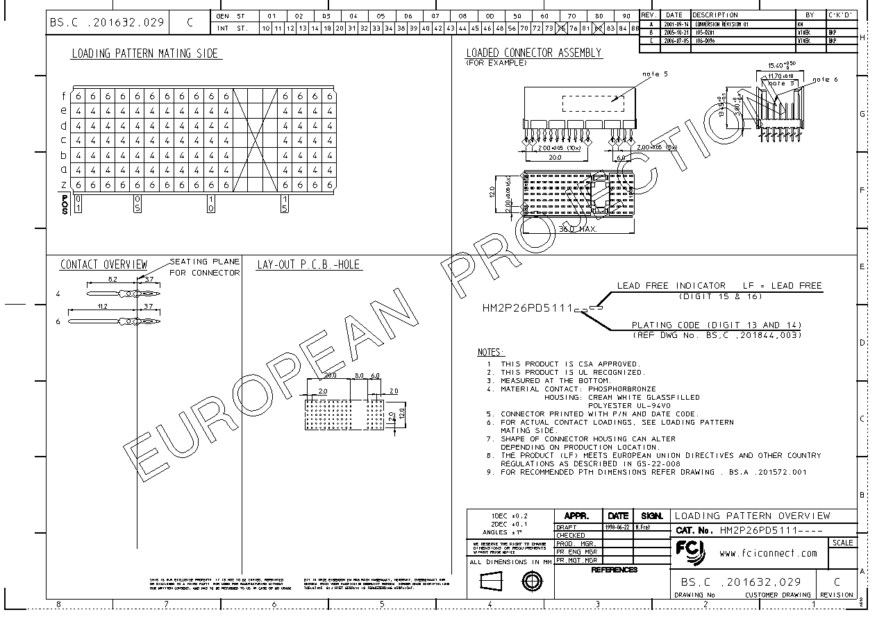 > hm2p26pd5111z1 105 contact(s), male, straight two part board