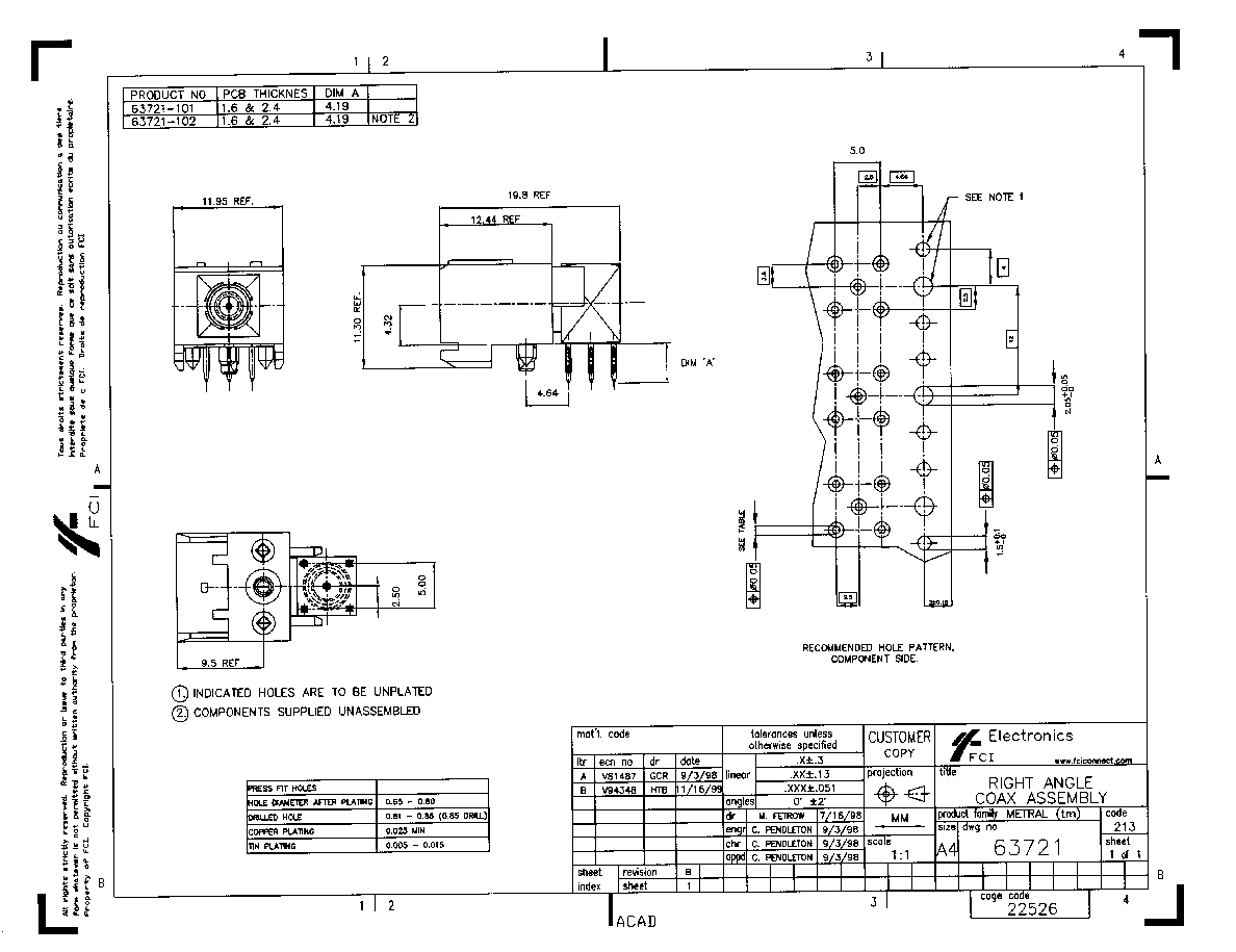 pdf描述 63721-102 pcb connector 63743-a012lf 68 contact(s), male