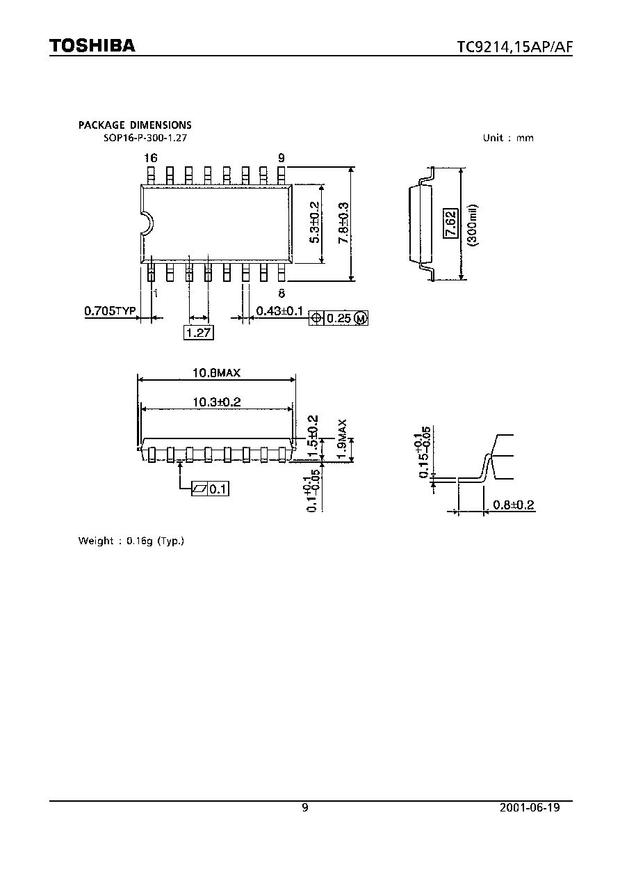 > tc9215af 2-channel, audio/video switch, pdso16 pdf资料下载