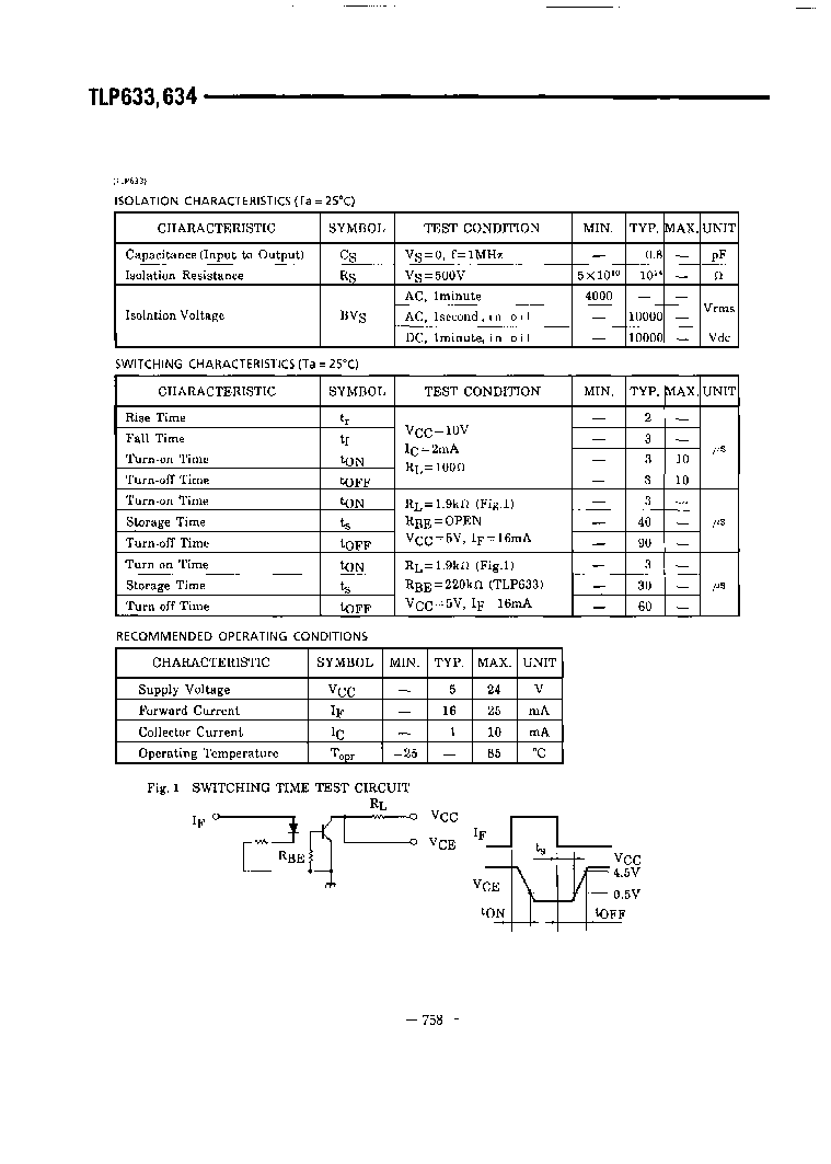 tlp634 1 channel transistor output optocoupler pdf资料下载