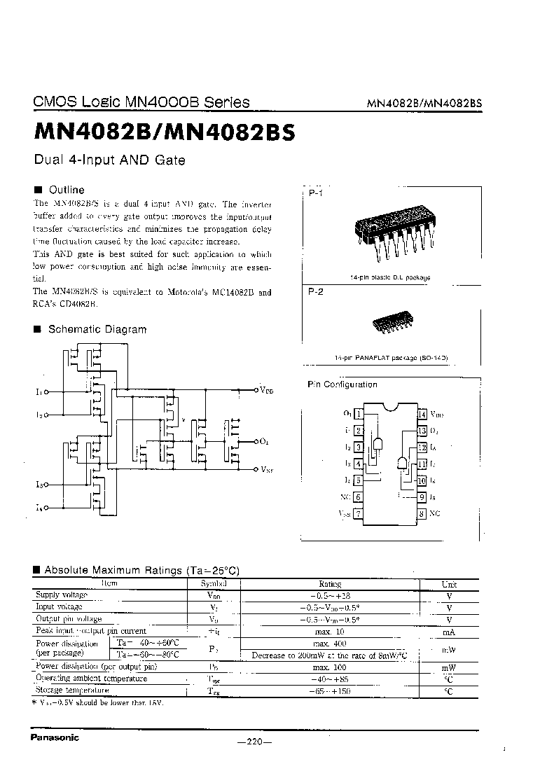 > mn4082bs (panasonic corp) and gate, pdso14 pdf资料下载