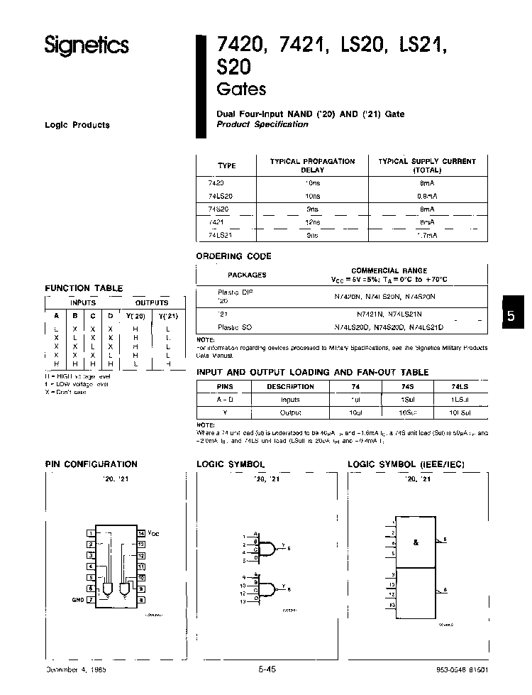 n7420n pdf资料下载(1/4 页)ttl/h/l series, dual 4