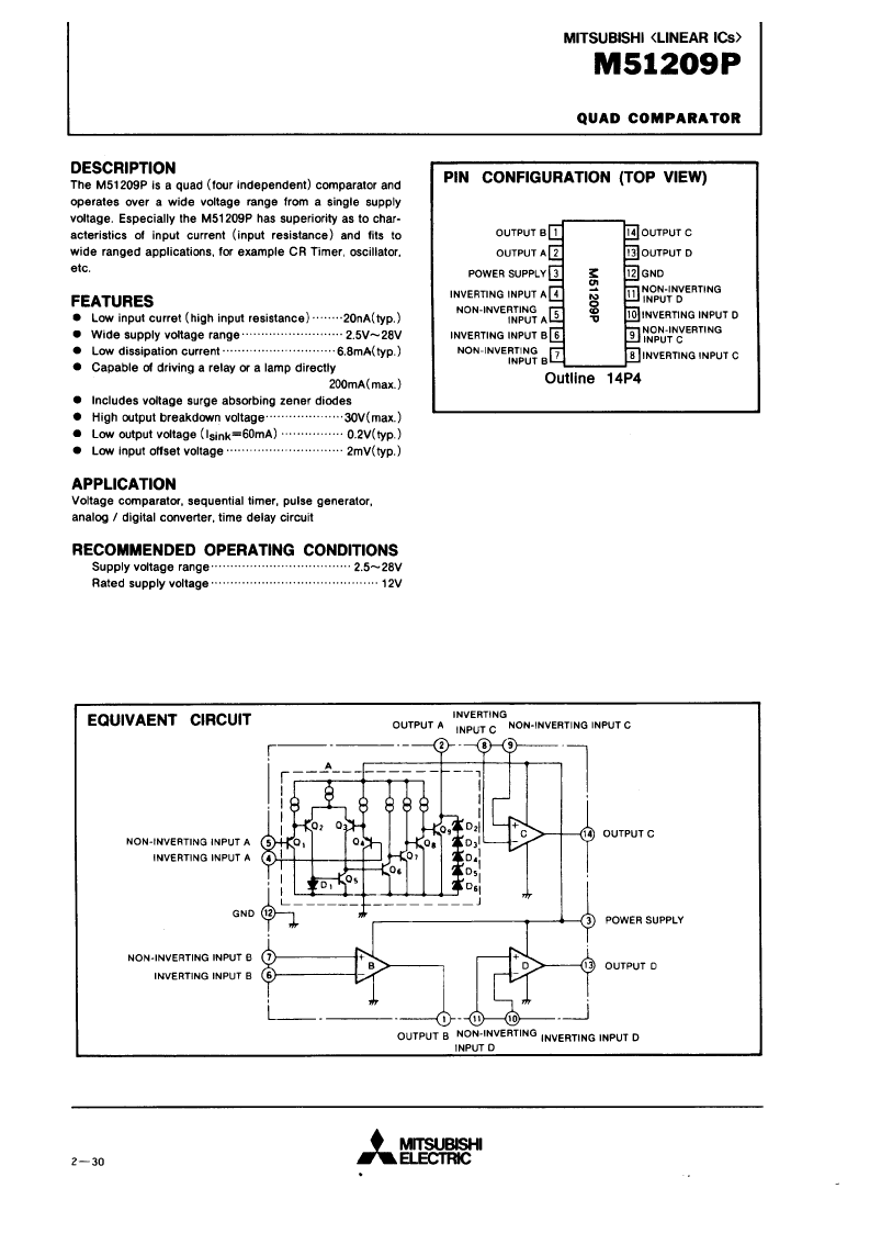 m51209p(mitsubishi electric corporation quad