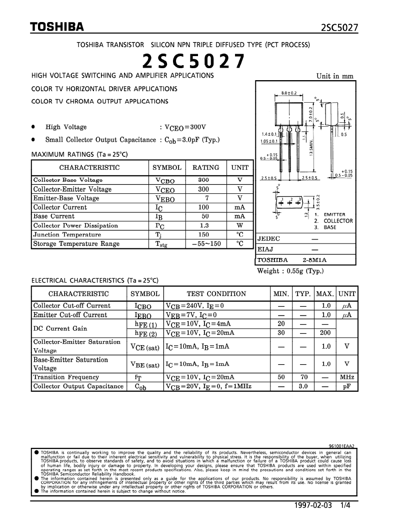 high-speed switching) 相关代理商/技术参数 参数描述 2sc5027(f)