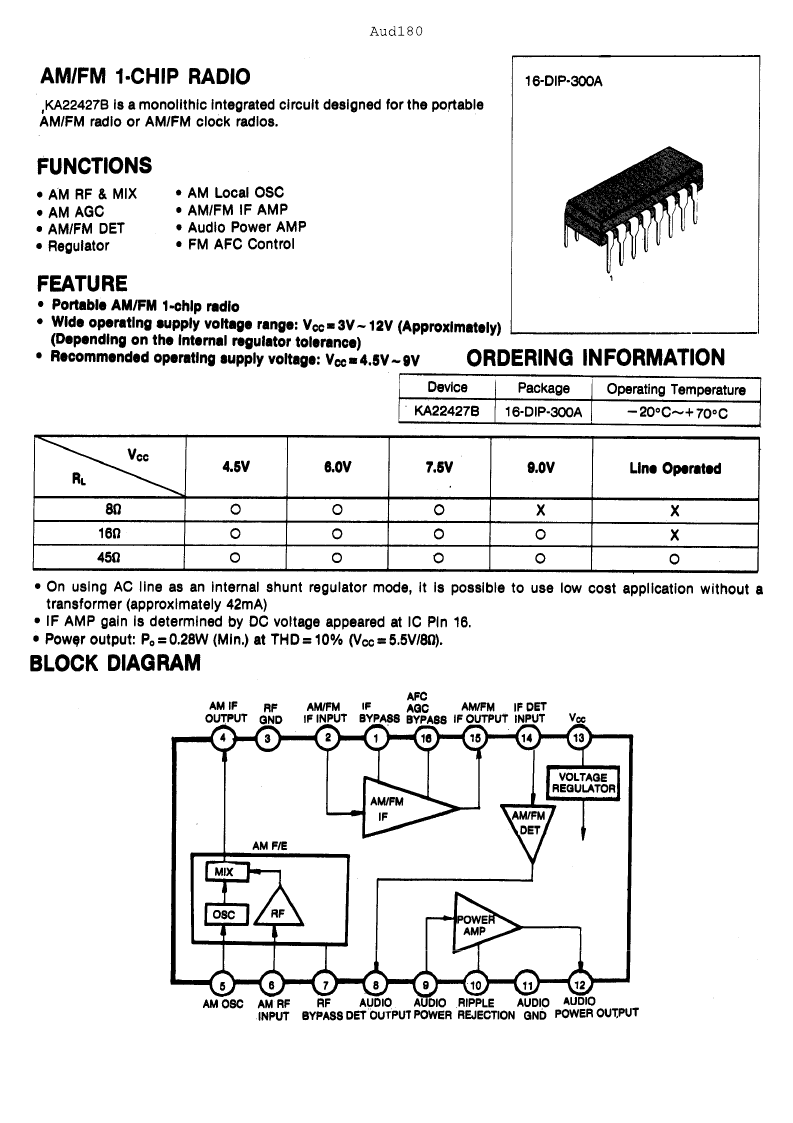 相关pdf资料 pdf描述 ka22427 linear integrated circuit ka22441