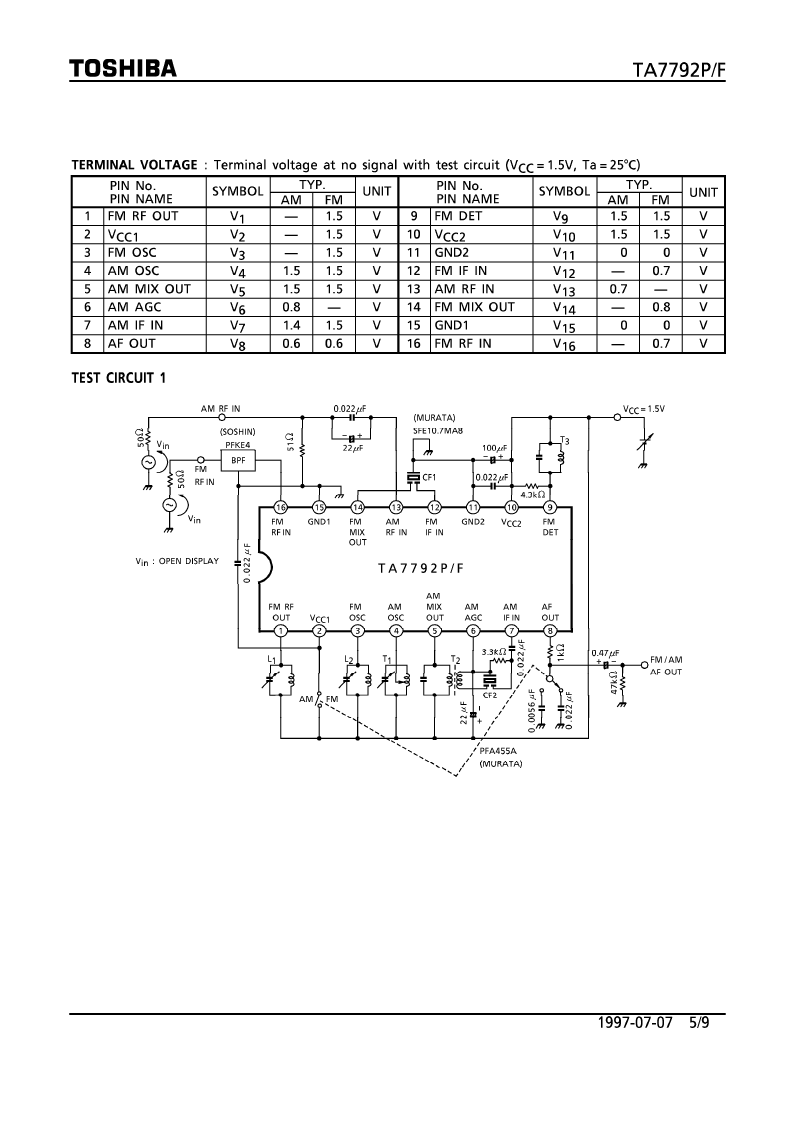 5v use) ta7796p   band graphic equalizer 相关代理商/技术参数