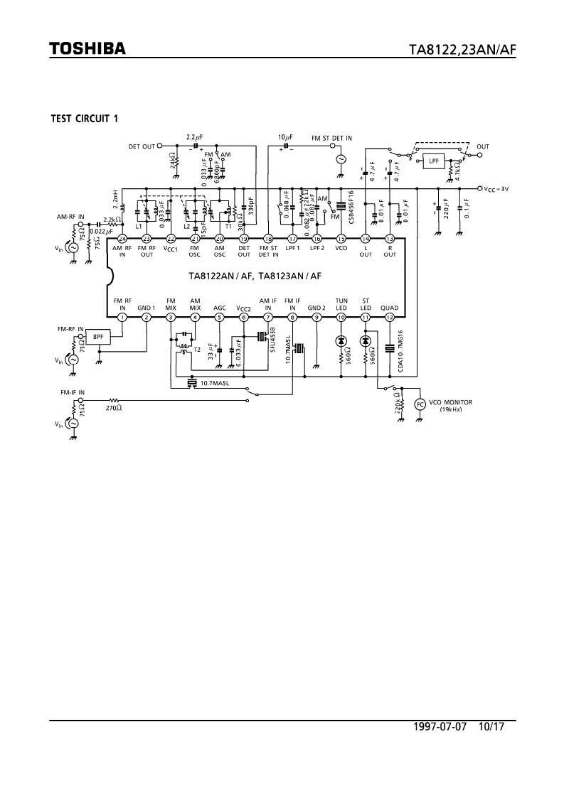 3v av/fm 1chip tuner ic