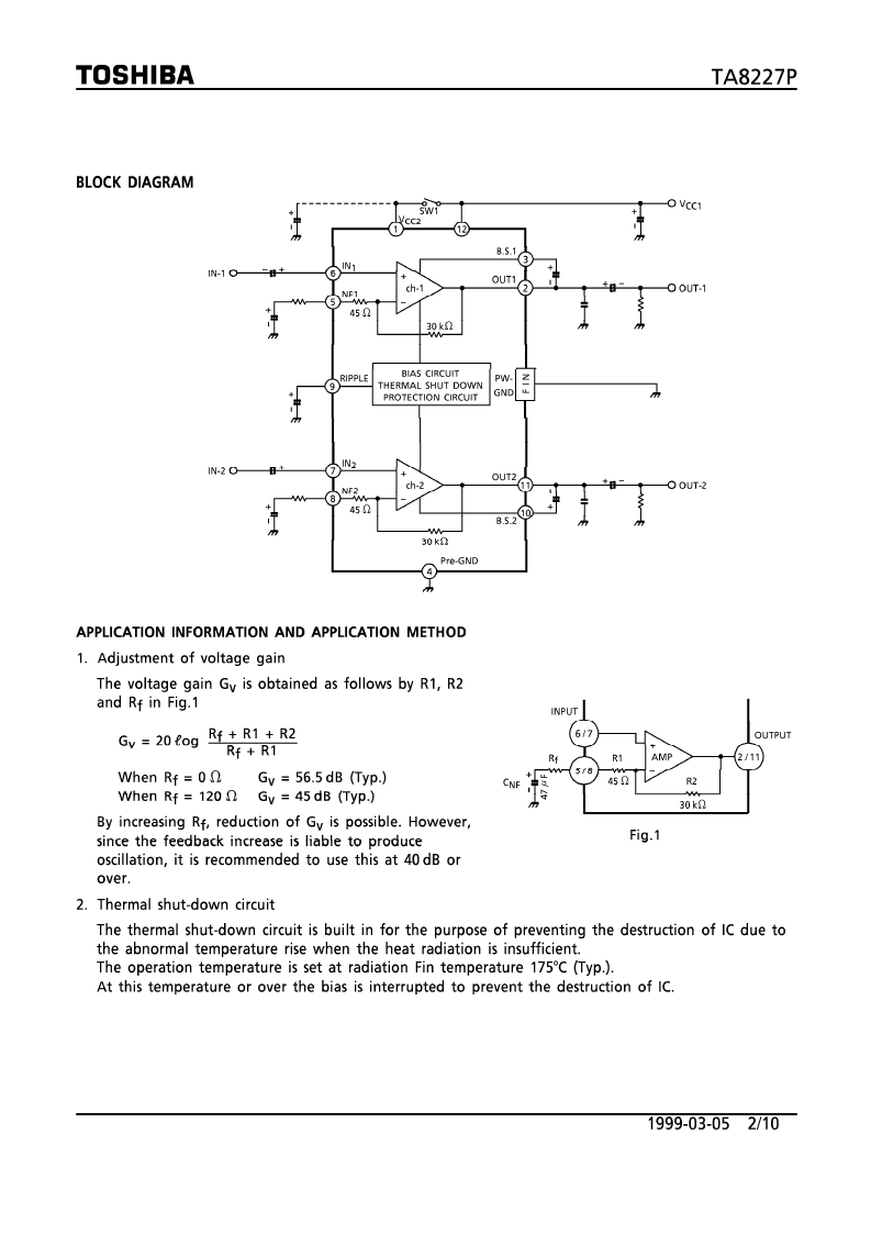 > ta8227p (toshiba corporation) low frequency power amplifier