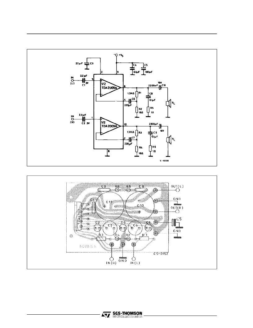 > tda2009a (意法半导体) 10  10w stereo amplifier pdf资料下载
