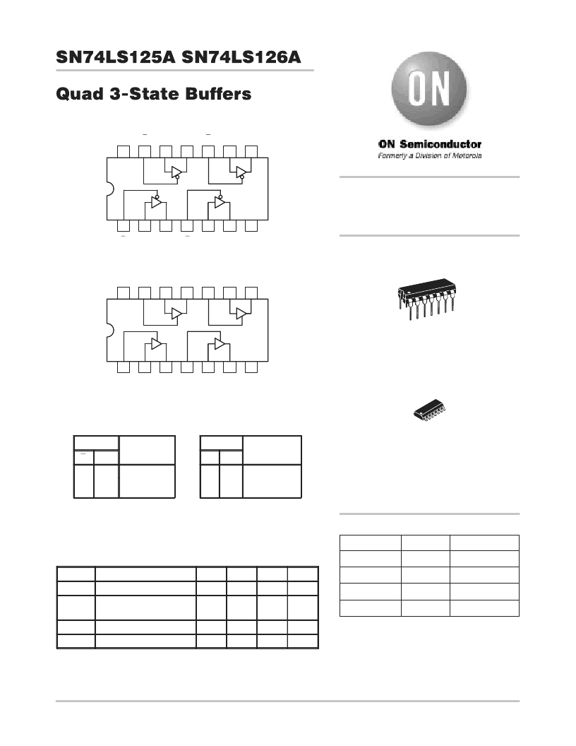 > sn74ls125an (on semiconductor) low power schottky pdf资料下载