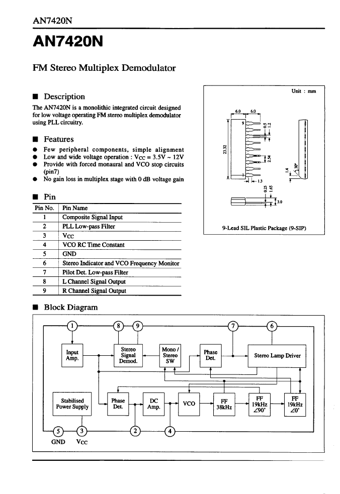 > an7420n (panasonic corp) fm stereo multiplex demodulator pdf