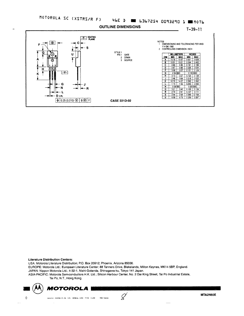 > mth6n60 (motorola inc) power field effect transistor pdf资料