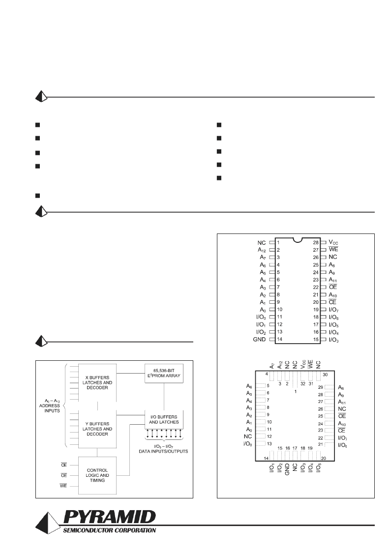> pyx28c64 (pyramid semiconductor corporation) 8k x 8 eeprom pdf