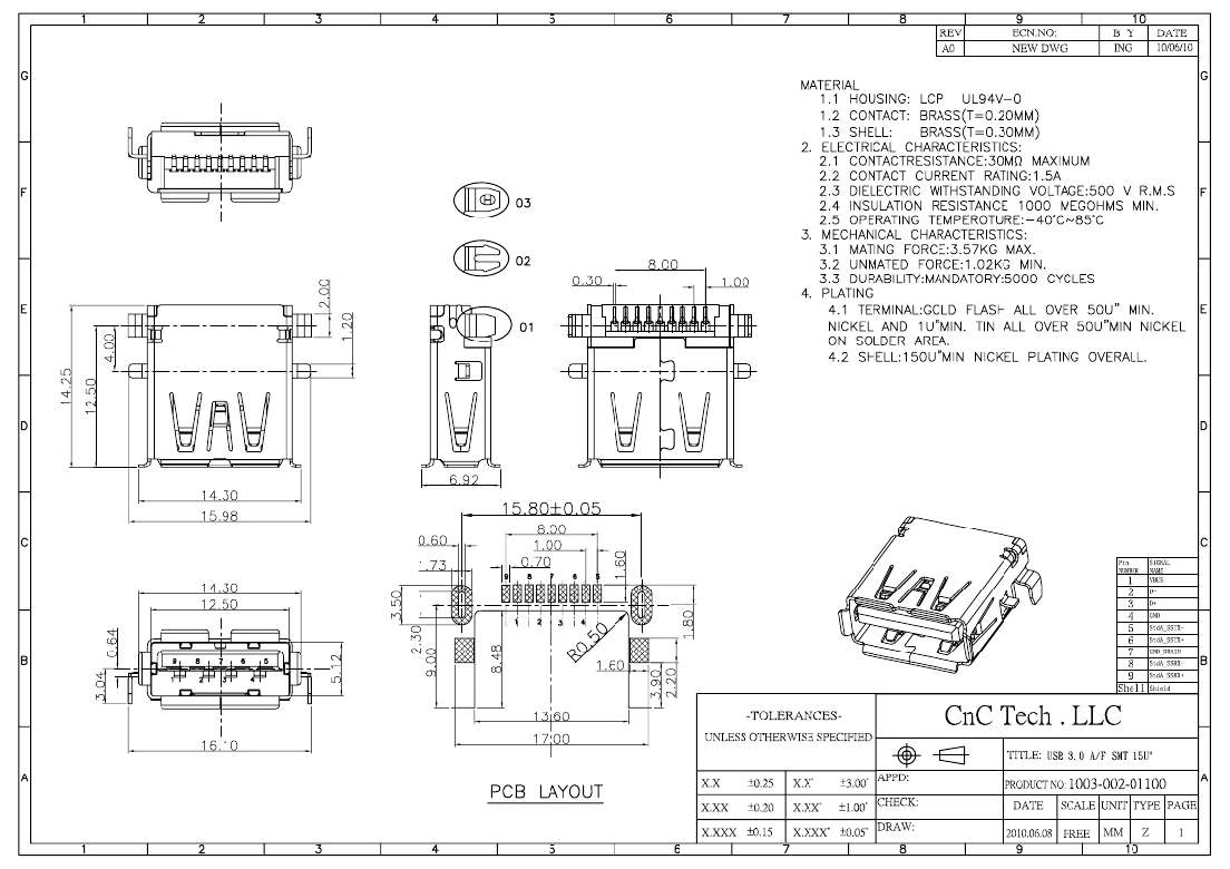 1003-002-01100(cnc tech)conn usb 3.