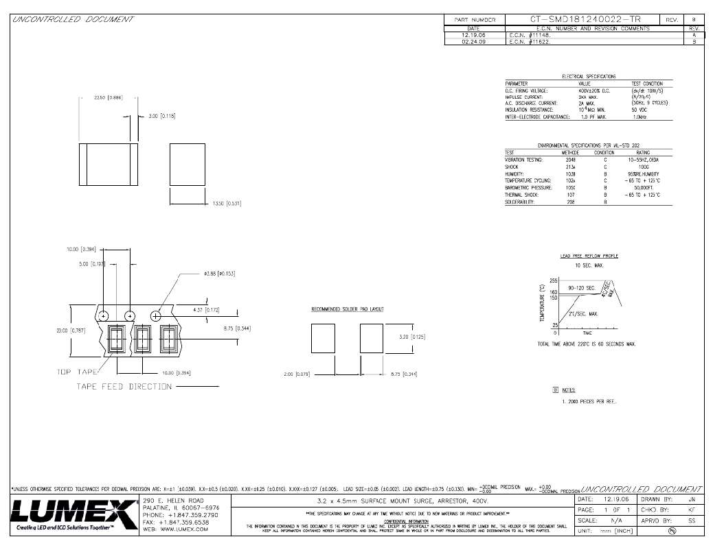 > gt-smd181240022-tr (lumex opto/components inc)surge arrestor